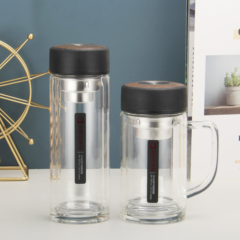 2137雙層玻璃杯高硼硅商務辦公杯加厚度禮品杯防燙水杯定制